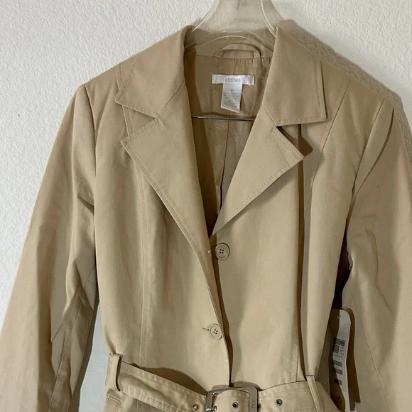 Clothes London Beige Trench Coat – Size 10, Belted Longline Classic Style‎ - Picture 4 of 13
